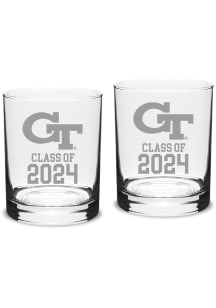 GA Tech Yellow Jackets Class of 2024 Hand Etched Crystal 2 Piece Rock Glass