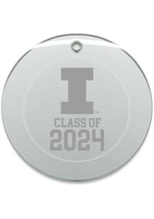 Illinois Fighting Illini Class of 2024 Hand Etched Crystal Circle Ornament