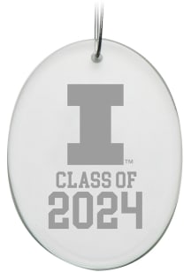 Illinois Fighting Illini Class of 2024 Hand Etched Crystal Oval Ornament