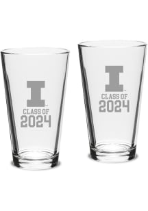 Illinois Fighting Illini Class of 2024 Hand Etched Crystal 2 Piece Pint Glass