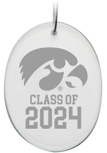 Iowa Hawkeyes Class of 2024 Hand Etched Crystal Oval Ornament