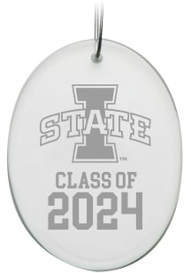 Iowa State Cyclones Class of 2024 Hand Etched Crystal Oval Ornament