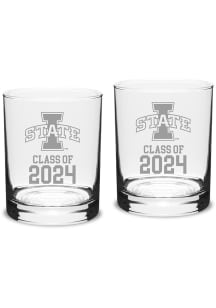 Iowa State Cyclones Class of 2024 Hand Etched Crystal 2 Piece Rock Glass