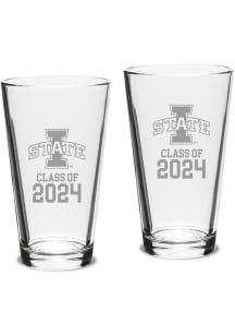 Iowa State Cyclones Class of 2024 Hand Etched Crystal 2 Piece Pint Glass