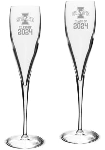 Iowa State Cyclones Class of 2024 Hand Etched 2Pc Set Toasting Wine Glass