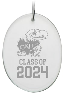 Kansas Jayhawks Class of 2024 Hand Etched Crystal Oval Ornament