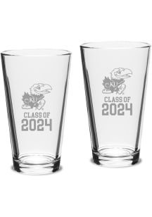 Kansas Jayhawks Class of 2024 Hand Etched Crystal 2 Piece Pint Glass