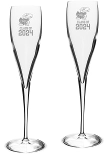 Kansas Jayhawks Class of 2024 Hand Etched 2Pc Set Toasting Wine Glass