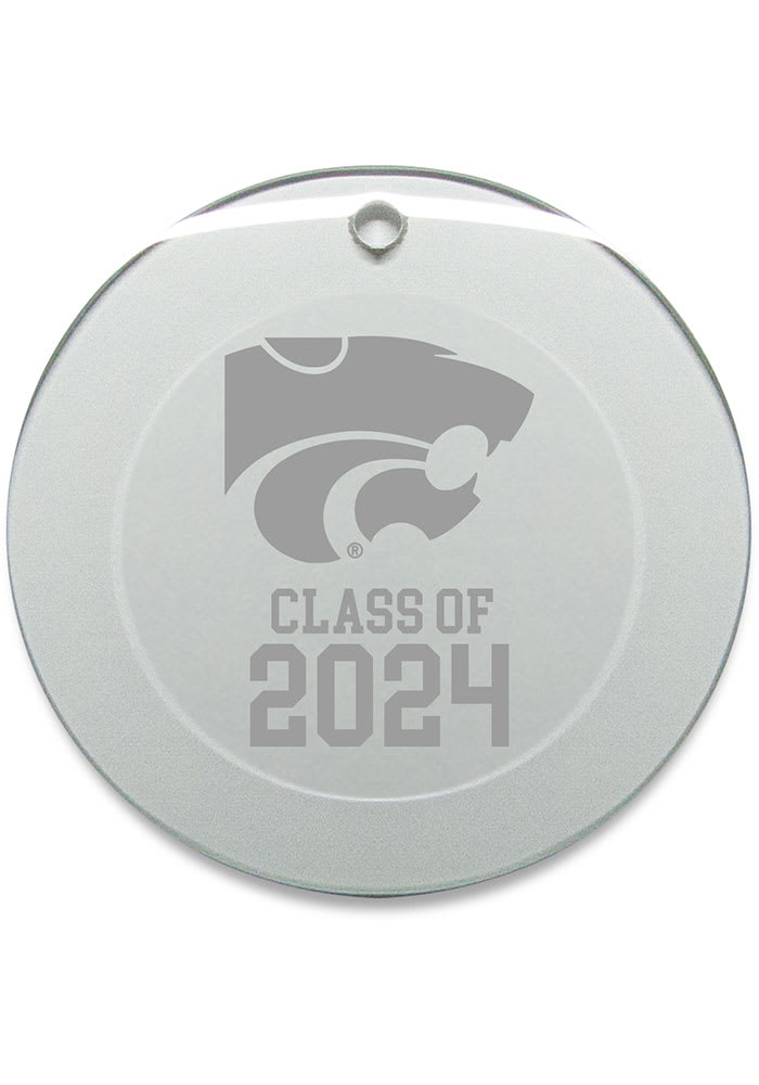 K-State Wildcats Class of 2024 Hand Etched Crystal Circle Ornament