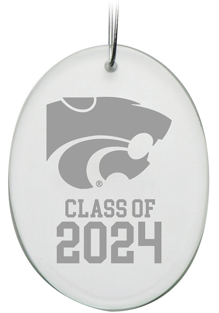 K-State Wildcats Class of 2024 Hand Etched Crystal Oval Ornament