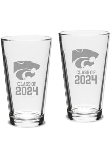 K-State Wildcats Class of 2024 Hand Etched Crystal 2 Piece Pint Glass