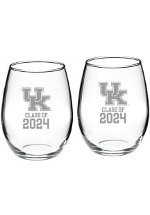 Kentucky Wildcats Class of 2024 Hand Etched Crystal 2 Piece Stemless Wine Glass