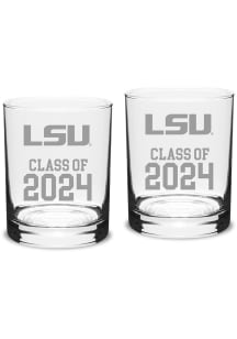 LSU Tigers Class of 2024 Hand Etched Crystal 2 Piece Rock Glass
