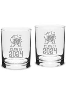 Maryland Terrapins Class of 2024 Hand Etched Crystal 2 Piece Rock Glass