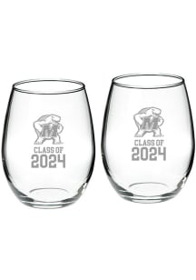 Maryland Terrapins Class of 2024 Hand Etched Crystal 2 Piece Stemless Wine Glass