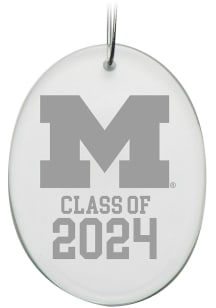 Michigan Wolverines Class of 2024 Hand Etched Crystal Oval Ornament