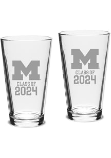 Michigan Wolverines Class of 2024 Hand Etched Crystal 2 Piece Pint Glass