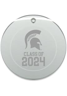 Michigan State Spartans Class of 2024 Hand Etched Crystal Circle Ornament