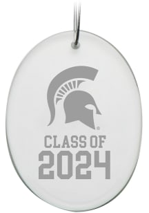 Michigan State Spartans Class of 2024 Hand Etched Crystal Oval Ornament