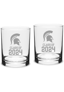Michigan State Spartans Class of 2024 Hand Etched Crystal 2 Piece Rock Glass