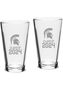 Michigan State Spartans Class of 2024 Hand Etched Crystal 2 Piece Pint Glass
