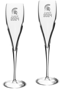 Michigan State Spartans Class of 2024 Hand Etched 2Pc Set Toasting Wine Glass