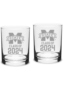 Mississippi State Bulldogs Class of 2024 Hand Etched Crystal 2 Piece Rock Glass