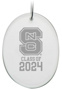 NC State Wolfpack Class of 2024 Hand Etched Crystal Oval Ornament
