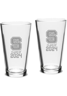 NC State Wolfpack Class of 2024 Hand Etched Crystal 2 Piece Pint Glass