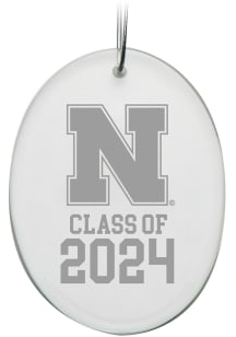 Nebraska Cornhuskers Class of 2024 Hand Etched Crystal Oval Ornament