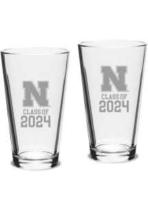 Nebraska Cornhuskers Class of 2024 Hand Etched Crystal 2 Piece Pint Glass