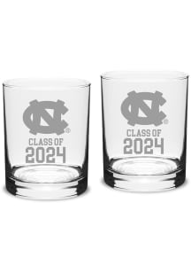 North Carolina Tar Heels Class of 2024 Hand Etched Crystal 2 Piece Rock Glass