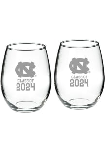 North Carolina Tar Heels Class of 2024 Hand Etched Crystal 2 Piece Stemless Wine Glass