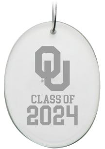 Oklahoma Sooners Class of 2024 Hand Etched Crystal Oval Ornament