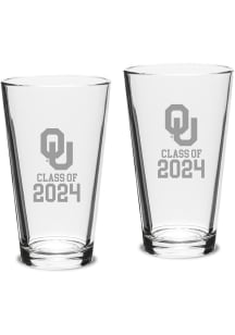 Oklahoma Sooners Class of 2024 Hand Etched Crystal 2 Piece Pint Glass