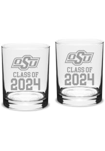 Oklahoma State Cowboys Class of 2024 Hand Etched Crystal 2 Piece Rock Glass
