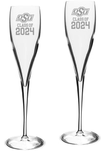 Oklahoma State Cowboys Class of 2024 Hand Etched 2Pc Set Toasting Wine Glass