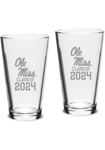 Ole Miss Rebels Class of 2024 Hand Etched Crystal 2 Piece Pint Glass