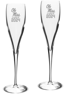 Ole Miss Rebels Class of 2024 Hand Etched 2Pc Set Toasting Wine Glass