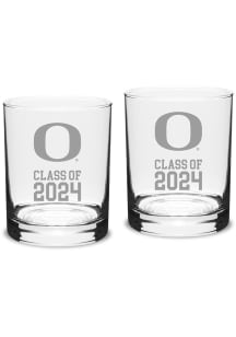 Oregon Ducks Class of 2024 Hand Etched Crystal 2 Piece Rock Glass