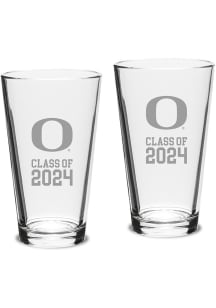 Oregon Ducks Class of 2024 Hand Etched Crystal 2 Piece Pint Glass