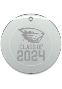 Oregon State Beavers Class of 2024 Hand Etched Crystal Circle Ornament