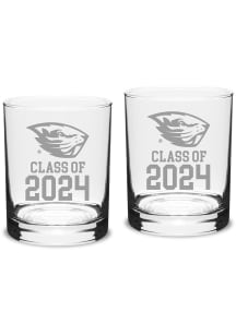 Oregon State Beavers Class of 2024 Hand Etched Crystal 2 Piece Rock Glass