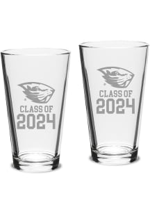 Oregon State Beavers Class of 2024 Hand Etched Crystal 2 Piece Pint Glass