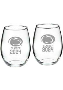 Penn State Nittany Lions Class of 2024 Hand Etched Crystal 2 Piece Stemless Wine Glass