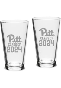 Pitt Panthers Class of 2024 Hand Etched Crystal 2 Piece Pint Glass