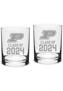 Purdue Boilermakers Class of 2024 Hand Etched Crystal 2 Piece Rock Glass