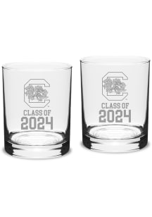 South Carolina Gamecocks Class of 2024 Hand Etched Crystal 2 Piece Rock Glass