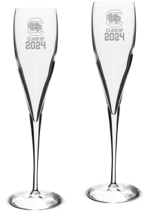 South Carolina Gamecocks Class of 2024 Hand Etched 2Pc Set Toasting Wine Glass