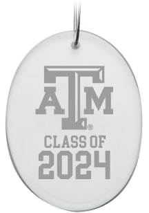 Texas A&amp;M Aggies Class of 2024 Hand Etched Crystal Oval Ornament